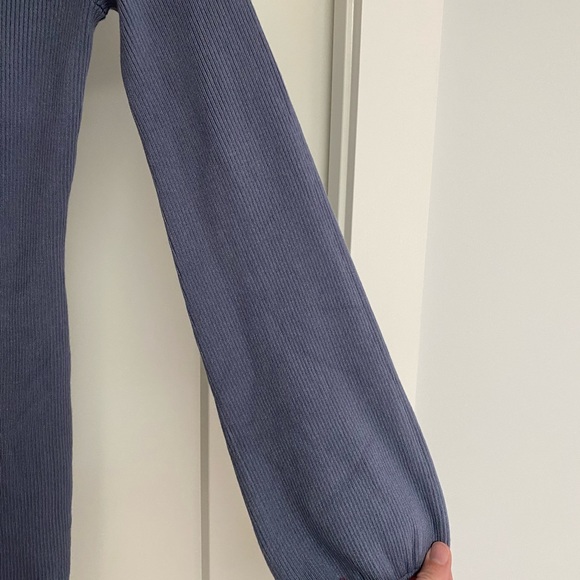 Lulus Best Guess Dusty Blue Ribbed Bodycon Sweater Dress, Size L NWT - Picture 5 of 7